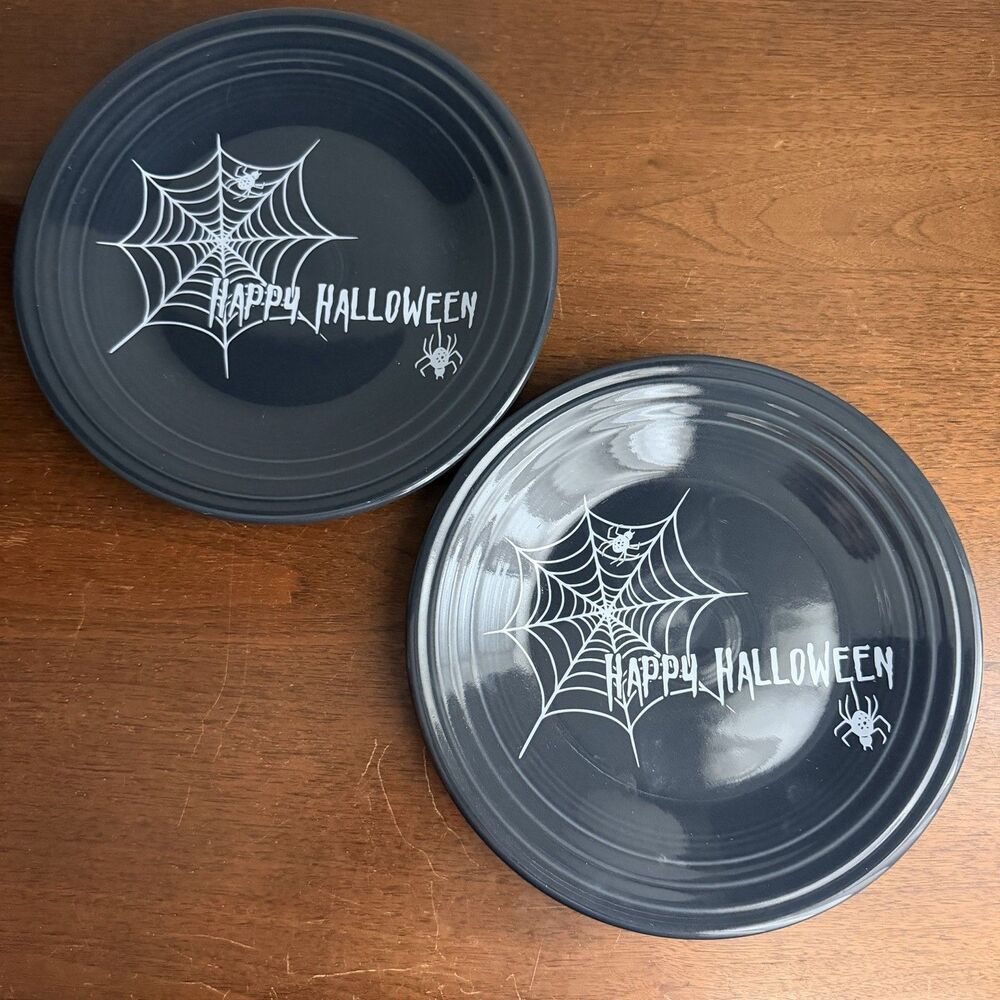 Fiesta Happy Halloween Spider Web Lunch Plate Lot of 2 NEW 12239880